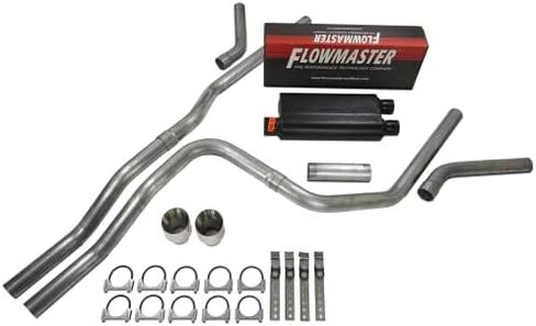 مجموعات عادم الشاحنات - طقم عادم مزدوج مقاس 2.5 بوصة مع سلسلة Flowmaster 50 ونصائح ملفوفة مزدوجة لمخرج الزاوية in Kuwait