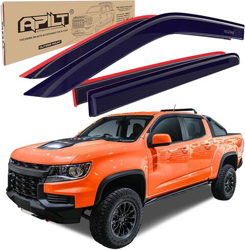 واقيات نافذة خارجية للحماية من المطر لعام 2023-2025 لسيارة شيفروليه كولورادو طاقم الكابينة وجي إم سي كانيون طاقم الكابينة تنفيس الرياح ملحقات الشاحنة دخان داكن مجموعة مكونة من 4 قطع مع سمكا in Kuwait