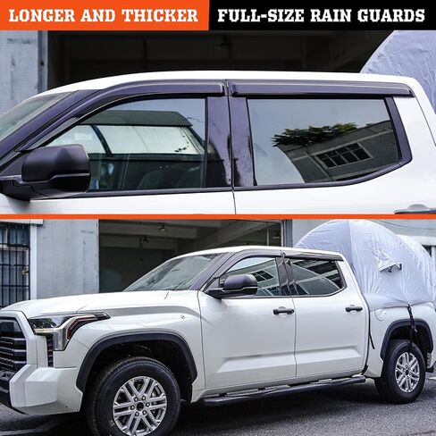 واقيات نافذة خارجية للحماية من المطر لعام 2023-2025 لسيارة شيفروليه كولورادو طاقم الكابينة وجي إم سي كانيون طاقم الكابينة تنفيس الرياح ملحقات الشاحنة دخان داكن مجموعة مكونة من 4 قطع مع سمكا in Kuwait