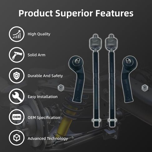 EV800898 ES800954 ES800955 4PCS Front Outer Inner Tie Rod End Link Compatible with for Ford 2013 2014 2015 2016 2017 2018 C-Max/Escape, 14-18 Transit Connect, 2012-18 Focus in Saudi Arabia