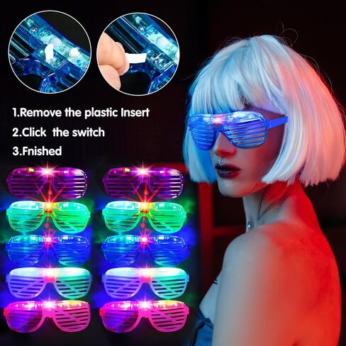 15 Pcs LED Light up Glasses 15 pcs LED Cat Ear Headband Cute Cat Rabbit Unicorn Ears Headband 5 Colors Glowing Sunglasses 2022 Glow in The Dark Party Supplies Neon Party Favors Wedding in Saudi Arabia