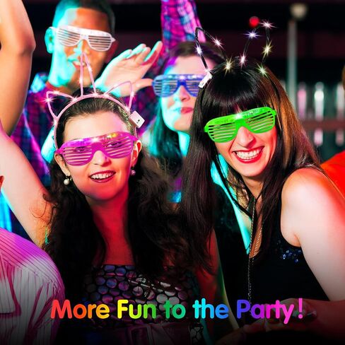 15 Pcs LED Light up Glasses 15 pcs LED Cat Ear Headband Cute Cat Rabbit Unicorn Ears Headband 5 Colors Glowing Sunglasses 2022 Glow in The Dark Party Supplies Neon Party Favors Wedding in Saudi Arabia