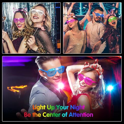 15 Pcs LED Light up Glasses 15 pcs LED Cat Ear Headband Cute Cat Rabbit Unicorn Ears Headband 5 Colors Glowing Sunglasses 2022 Glow in The Dark Party Supplies Neon Party Favors Wedding in Saudi Arabia
