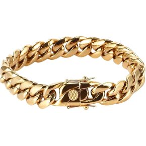 Fashion Jewelry 18K Pure Gold Cuban Bracelet for Men and Women Hip Hop Bracelet Best Gift for Birthday/Valentine's Day/Christmas, Gift Box Packaging in Kuwait