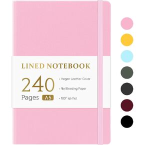 دفتر يوميات مبطن من Forvencer 240 صفحة، متوسط ​​5.4 بوصة × 8.3 بوصة، مجلة جلدية نباتية ممتازة مع ورق 100 جرام في المتر المربع، دفاتر ملاحظات مسطرة بالكلية للعمل والمدرسة والمكتب والنساء والرجال باللون الأسود in Kuwait