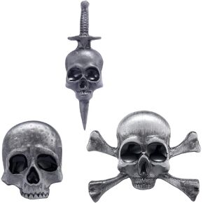 3Pcs Skull Head Pin Brooch, Vintage Antique Skull Lapel Pins, Gothic Skull Brooches Pin for Halloween, Style A in Kuwait