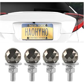 4PCS Car License Plate Screw Kit, Vehicle Tag Frame Bolt Fastener Caps, Diamond Auto Frame Bolt Fixing Replacement Decorative Accessories, Universal for SUV, Sedan, Truck (Black) in Saudi Arabia