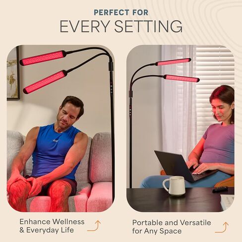 Lifepro Near Infrared Light Therapy & Red Light Therapy for Body Lamp 216 LED,Dual Head Design, 660nm & 850nm Modes for Skin Health, Pain Relief & Circulation- Adjustable LED Lamp for Home & Office in Saudi Arabia