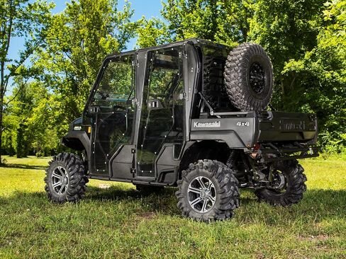 SuperATV Spare Tire Carrier Compatible With Kawasaki Mule Pro DX/DXT/FX 2016+, Mule Pro FXT 2015+, Fits up to 30" Tire, Secures to Headache Rack, Made with Powder-Coated Steel, See Fitment, USA Made in Saudi Arabia