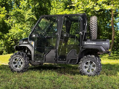 SuperATV Spare Tire Carrier Compatible With Kawasaki Mule Pro DX/DXT/FX 2016+, Mule Pro FXT 2015+, Fits up to 30" Tire, Secures to Headache Rack, Made with Powder-Coated Steel, See Fitment, USA Made in Saudi Arabia