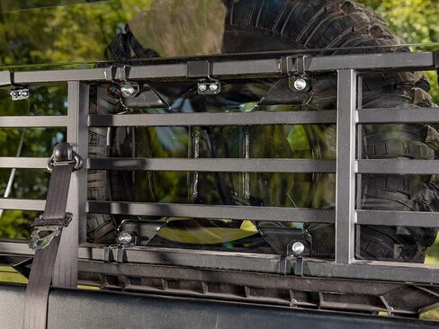 SuperATV Spare Tire Carrier Compatible With Kawasaki Mule Pro DX/DXT/FX 2016+, Mule Pro FXT 2015+, Fits up to 30" Tire, Secures to Headache Rack, Made with Powder-Coated Steel, See Fitment, USA Made in Saudi Arabia
