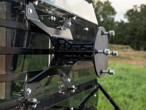 SuperATV Spare Tire Carrier Compatible With Kawasaki Mule Pro DX/DXT/FX 2016+, Mule Pro FXT 2015+, Fits up to 30" Tire, Secures to Headache Rack, Made with Powder-Coated Steel, See Fitment, USA Made in Saudi Arabia