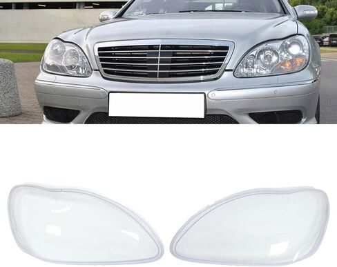 NewYall اليسار واليمين واضح عدسة المصباح الأمامي شل غطاء لمرسيدس S-Class W220 1998-2006 in Saudi Arabia