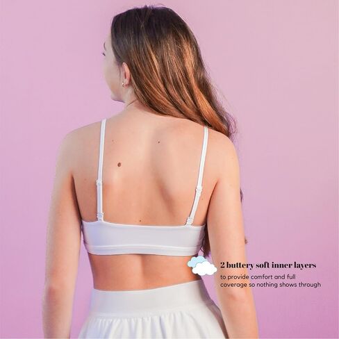 Training Bra | Starter Teen Bra For Pre-Teen Girls | White Bralette | Breathable Fabric | Adjustable Straps & Cups in Saudi Arabia