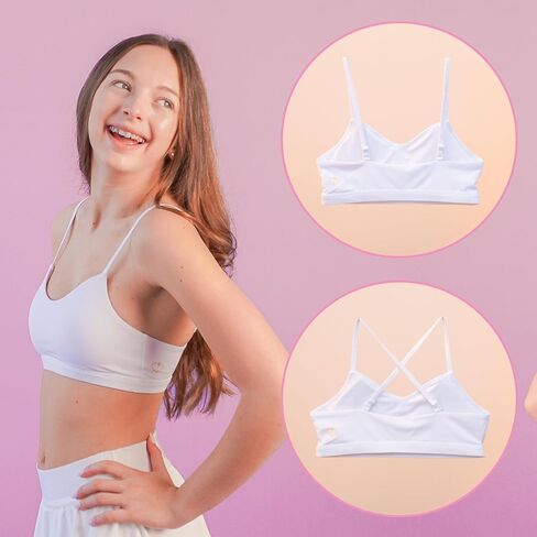 Training Bra | Starter Teen Bra For Pre-Teen Girls | White Bralette | Breathable Fabric | Adjustable Straps & Cups in Saudi Arabia
