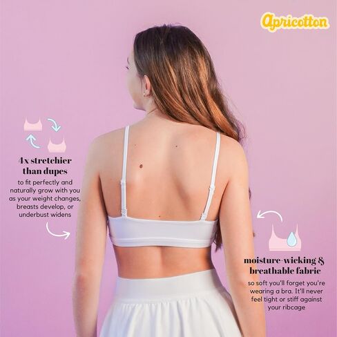 Training Bra | Starter Teen Bra For Pre-Teen Girls | White Bralette | Breathable Fabric | Adjustable Straps & Cups in Saudi Arabia