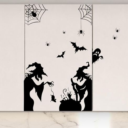 1 Sheet Halloween Spider Web Window Clings Scary Black Spider Window Stickers Large Spider Web Window Decals Double Sided Halloween Stickers for Home School Party Halloween Decorations Supplies in Saudi Arabia