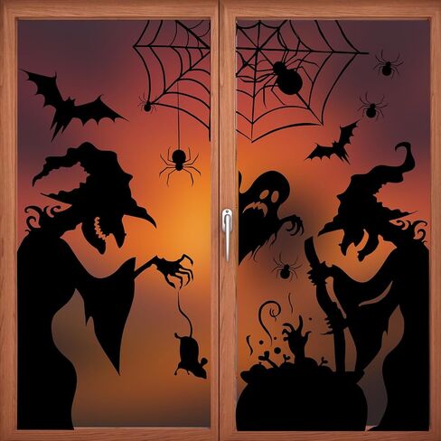 1 Sheet Halloween Spider Web Window Clings Scary Black Spider Window Stickers Large Spider Web Window Decals Double Sided Halloween Stickers for Home School Party Halloween Decorations Supplies in Saudi Arabia