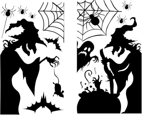 1 Sheet Halloween Spider Web Window Clings Scary Black Spider Window Stickers Large Spider Web Window Decals Double Sided Halloween Stickers for Home School Party Halloween Decorations Supplies in Saudi Arabia