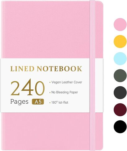 دفتر يوميات مبطن من Forvencer 240 صفحة، متوسط ​​5.4 بوصة × 8.3 بوصة، مجلة جلدية نباتية ممتازة مع ورق 100 جرام في المتر المربع، دفاتر ملاحظات مسطرة بالكلية للعمل والمدرسة والمكتب والنساء والرجال باللون الأسود in Kuwait