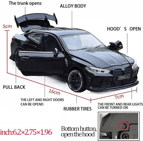 Toy Cars Compatible for BMW M4（M Performance Parts） 1/32 Metal Model Car Pull Back Car Toys with Light and Sound Toys Car Collectible Model for Children Age 3 + Year Old (Blue) in Kuwait