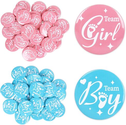 Whaline 50Pcs Gender Reveal Pins Pink Blue Team Boy or Girl Brooch Button Badge Pin for Baby Shower Birthday Party Favor Games Supplies in Saudi Arabia