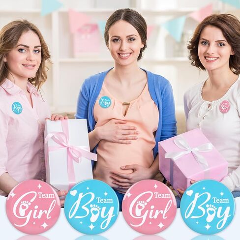 Whaline 50Pcs Gender Reveal Pins Pink Blue Team Boy or Girl Brooch Button Badge Pin for Baby Shower Birthday Party Favor Games Supplies in Saudi Arabia