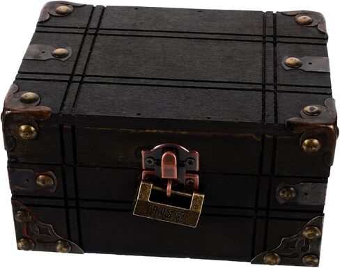 Vintage Treasure Chest Jewelry Box Wooden Keepsake Storage Box Hinged Lid for Jewelry Trinkets and Collectibles for Home Decor and Giving in Saudi Arabia