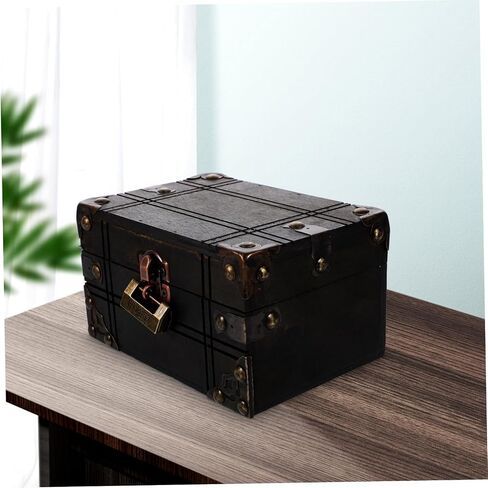 Vintage Treasure Chest Jewelry Box Wooden Keepsake Storage Box Hinged Lid for Jewelry Trinkets and Collectibles for Home Decor and Giving in Saudi Arabia