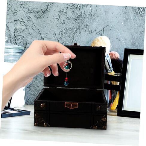 Vintage Treasure Chest Jewelry Box Wooden Keepsake Storage Box Hinged Lid for Jewelry Trinkets and Collectibles for Home Decor and Giving in Saudi Arabia