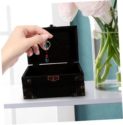 Vintage Treasure Chest Jewelry Box Wooden Keepsake Storage Box Hinged Lid for Jewelry Trinkets and Collectibles for Home Decor and Giving in Saudi Arabia