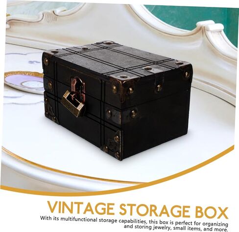 Vintage Treasure Chest Jewelry Box Wooden Keepsake Storage Box Hinged Lid for Jewelry Trinkets and Collectibles for Home Decor and Giving in Saudi Arabia