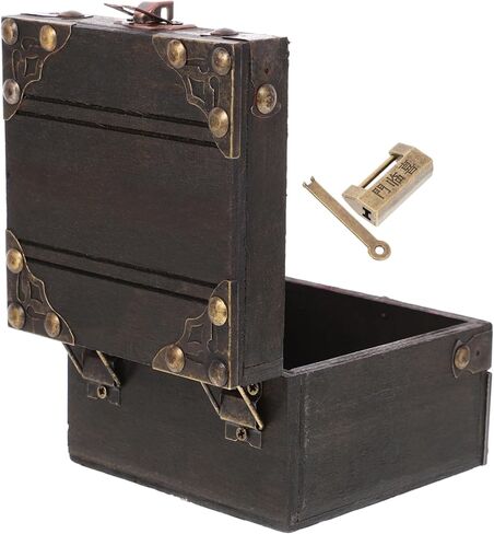 Vintage Wooden Jewelry Box Retro Trinket Storage Chest with Combination Lock for Rings Earrings Necklaces and Treasures Elegant Keepsake Organizer for Home Decor and in Saudi Arabia
