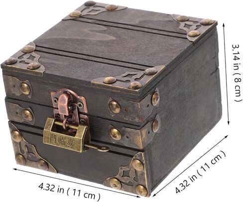 Vintage Wooden Jewelry Box Retro Trinket Storage Chest with Combination Lock for Rings Earrings Necklaces and Treasures Elegant Keepsake Organizer for Home Decor and in Saudi Arabia