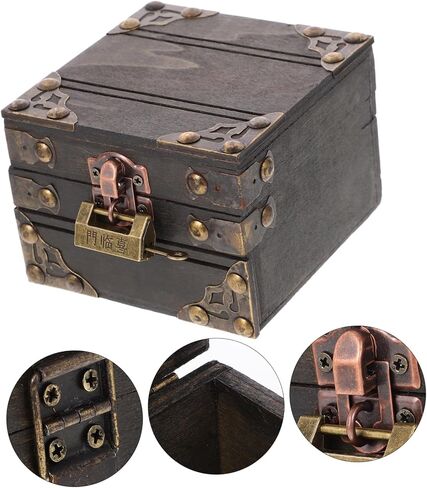 Vintage Wooden Jewelry Box Retro Trinket Storage Chest with Combination Lock for Rings Earrings Necklaces and Treasures Elegant Keepsake Organizer for Home Decor and in Saudi Arabia