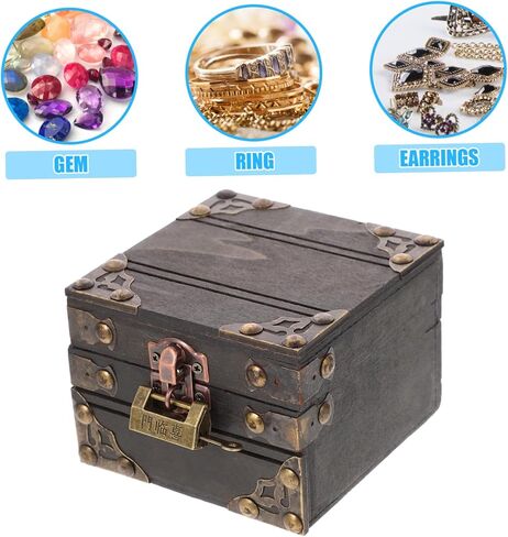 Vintage Wooden Jewelry Box Retro Trinket Storage Chest with Combination Lock for Rings Earrings Necklaces and Treasures Elegant Keepsake Organizer for Home Decor and in Saudi Arabia
