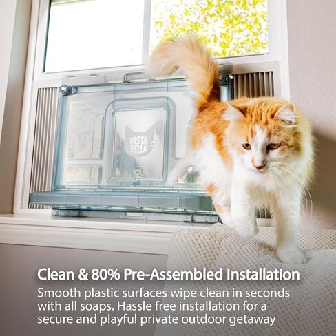 VistaGato Window Cat Perch Catio، للاستمتاع بأمان بالروائح والأصوات التي يتوقون إليها في الهواء الطلق، والاسترخاء وحمامات الشمس، ومناظر بانورامية، للنوافذ المتحركة الرأسية 26 بوصة - 36 بوصة in Kuwait