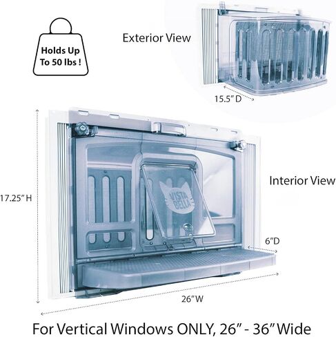 VistaGato Window Cat Perch Catio، للاستمتاع بأمان بالروائح والأصوات التي يتوقون إليها في الهواء الطلق، والاسترخاء وحمامات الشمس، ومناظر بانورامية، للنوافذ المتحركة الرأسية 26 بوصة - 36 بوصة in Kuwait