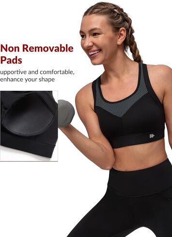 Yvette Racerback Sports Bras for Women High Support Running Supportive Sports Bra with Sewn in Pads in Saudi Arabia
