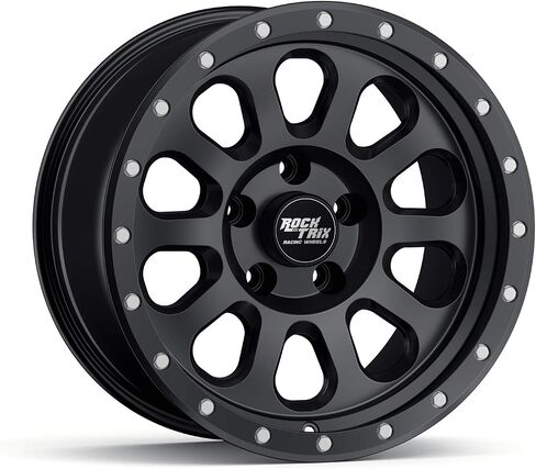 RockTrix RT111 17 Inch Wheel Compatible with Jeep Wrangler JK JL, Commander, Grand Cherokee, Gladiator JT Rims, 5x5" 5x127 PCD, 17x9 +12mm Offset, 5.5" Backspace, 71.5mm Bore, Matte Black in Saudi Arabia