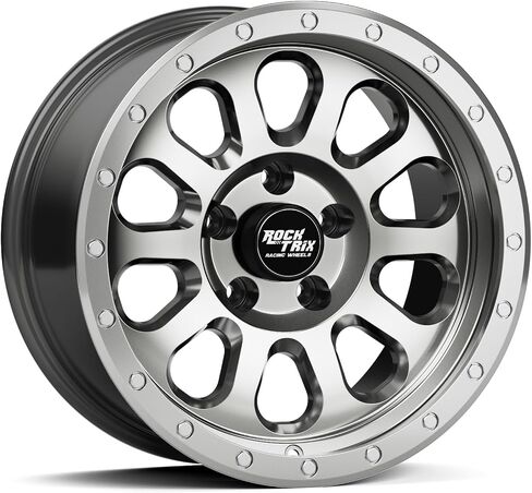 RockTrix RT111 17 Inch Wheel Compatible with Jeep Wrangler JK JL, Commander, Grand Cherokee, Gladiator JT Rims, 5x5" 5x127 PCD, 17x9 +12mm Offset, 5.5" Backspace, 71.5mm Bore, Matte Black in Saudi Arabia