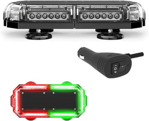 مصابيح SpeedTech Mini 14 72 واط LED ستروب للشاحنات والسيارات والمحاريث ومركبات الطوارئ مع حامل سقف مغناطيسي - كهرماني/كهرمان (أصفر/أصفر) in Kuwait