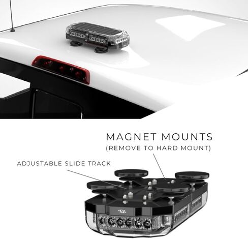 مصابيح SpeedTech Mini 14 72 واط LED ستروب للشاحنات والسيارات والمحاريث ومركبات الطوارئ مع حامل سقف مغناطيسي - كهرماني/كهرمان (أصفر/أصفر) in Kuwait