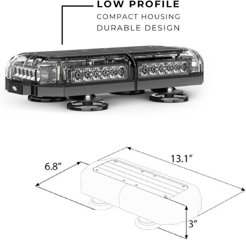 مصابيح SpeedTech Mini 14 72 واط LED ستروب للشاحنات والسيارات والمحاريث ومركبات الطوارئ مع حامل سقف مغناطيسي - كهرماني/كهرمان (أصفر/أصفر) in Kuwait