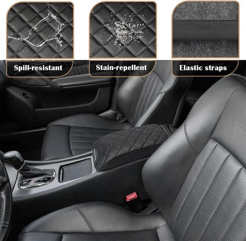 غطاء مسند ذراع وحدة التحكم المركزية لسيارة 2001 2002 2003 Mercedes Benz C-Class C200 & C220 CDI & C320 & C240 ​​& C32 AMG Sedan، غطاء وسادة من الجلد النباتي (لوحدة التحكم الأمامية فقط) in Kuwait