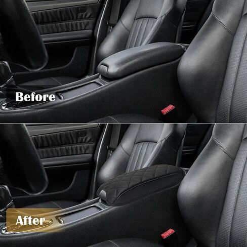 غطاء مسند ذراع وحدة التحكم المركزية لسيارة 2001 2002 2003 Mercedes Benz C-Class C200 & C220 CDI & C320 & C240 ​​& C32 AMG Sedan، غطاء وسادة من الجلد النباتي (لوحدة التحكم الأمامية فقط) in Kuwait
