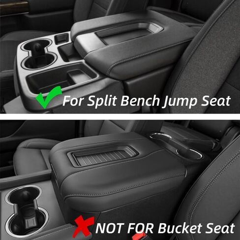 Center Console Armrest Cover Compatible with 2014-2018 Chevy Silverado GMC Sierra, Black Microfiber Leather Middle Console Armrest Lid Protective Cover, Black Stitch in Kuwait
