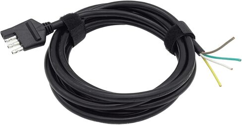 18 AWG 20FT 4 Wire Trailer Wiring Harness Kit 4 Pin Flat Male 4 Way Trailer Plug Pure Copper 18 Gauge Heavy Duty Jacket Cable Extension Connector Plug with Dust Cover in Kuwait