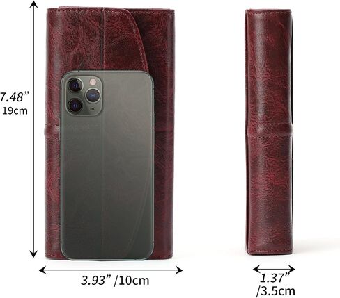 Large Capacity Genuine Leather Wallet for Women RFID Blocking Clutch with Zipper Pocket (Dark Burgundy) in Saudi Arabia