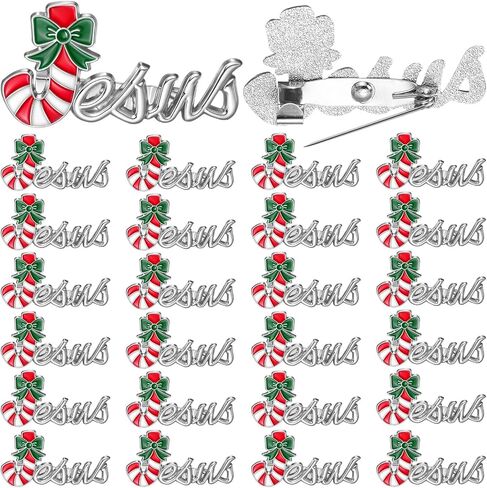 Janinka 36 Pcs Christmas Jesus Enamel Pins Bulk Candy Cane Jesus Pins Label Brooch for Clothes Jewelry Backpack Jacket Decoration Christmas Religious Jewelry Gifts in Saudi Arabia